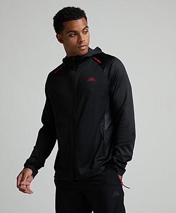 Alpyrex Altor Zip Through Hoodie in Black / Charcoal / Engine Blaze