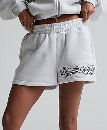 Dripmade Womens Calligraphy Short in Grey Marl
