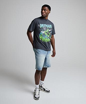 Dripmade Playmaker T-Shirt in Urban Charcoal / Blue / Green