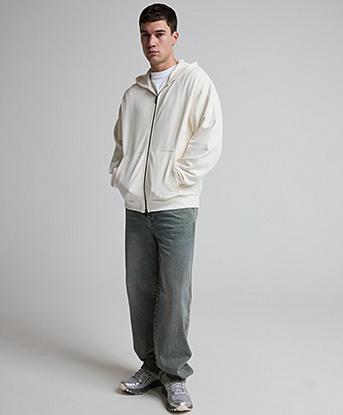 Celebre Washed Zip Through Hoodie in Cloud Drift