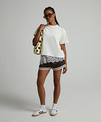 Forena Womens Nixie Satin Short in Cocoa Ember