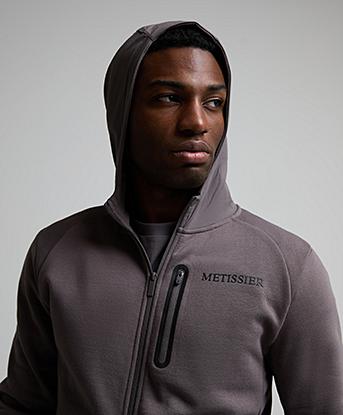 Metissier Silvoise Full Zip Hoodie in Charcoal Smoke