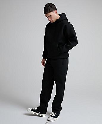 Celebre Neoprene Oversized Overhead Hoodie in Black