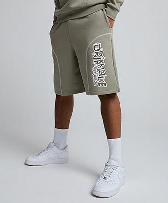 Dripmade Payout Baggy Fit Short in Basil Smoke / Optic White