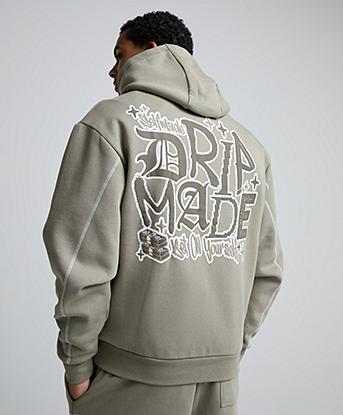 Dripmade Payout Overhead Hoodie in Basil Smoke / Optic White