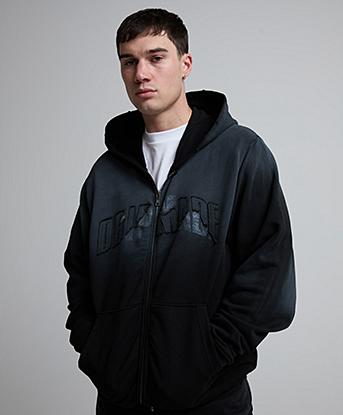 Dripmade Selfmade Applique Zip Through Hoodie in Black
