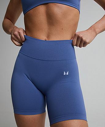 Myprotein Womens Tempo Mid-Rise Seamless Short in Slate Blue