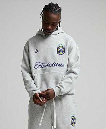 Faded Store Rio De Janeiro Hoodie  in Grey Marl