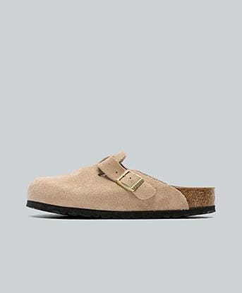 Birkenstock Womens Boston Suede Sandal in Sandcastle