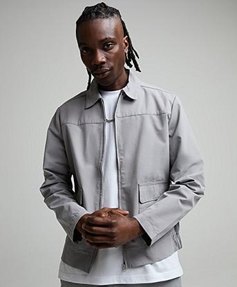 Closure London Icon Badge Overshirt in Frost Grey