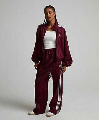 adidas Originals Womens Firebird Lace Skirt Track Pant in Shadow Red