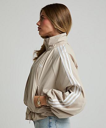 adidas Originals Womens Blousy Oversized Funnel Neck Track Jacket in Khaki Three
