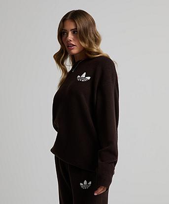 adidas Originals Womens Essential Knit Crew Sweatshirt in Aurora Coffee