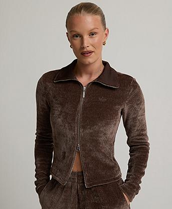 adidas Originals Womens Chenille Zip Track Top in Earth Strata