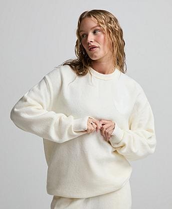 adidas Originals Womens Essential Knit Crew Sweatshirt in Cream White