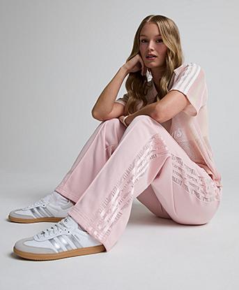 adidas Originals Womens Firebird Lace Track Pant in Sandy Pink