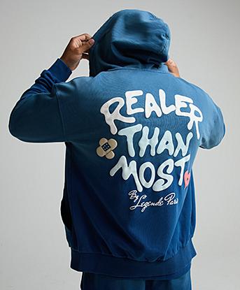 Légende Paris Realer Than Most Hoodie in Blue Washed