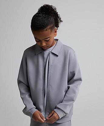 Closure London Junior Interlock Zipped Overshirt in Frost Grey