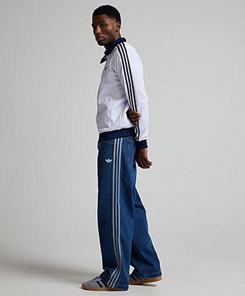adidas Originals Firebird Adicolor Denim Pant in Medium Vintage Denim