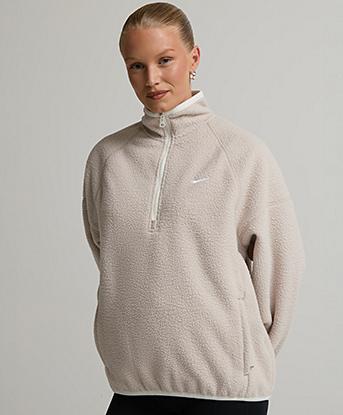 Nike Womens Polar Fleece Oversize Sweatshirt in Cream II / Sail / White