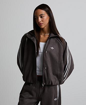 adidas Originals Womens Adilenium Faux Suede Track Top in Aurora Coffee
