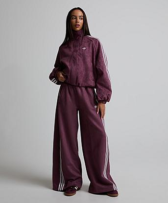 adidas Originals Womens Adilenium Faux Suede Track Pant in Maroon