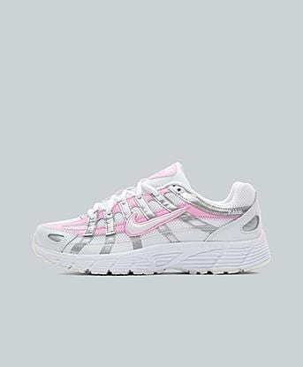 Nike Junior P-6000 Trainer in White / Off White / Pink Rise