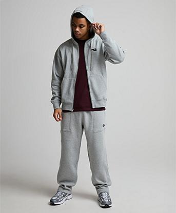 Nike Street Fleece Open Hem Pant in Dark Grey Heather / Black