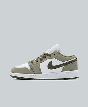 Jordan Jnr Air Jordan 1 SE Trainer in Light Army / Cargo Khaki / White