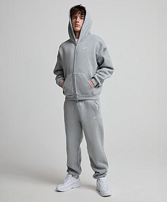 Nike Junior Solo Swoosh Full Zip Hoodie in Dark Grey Heather / Sail