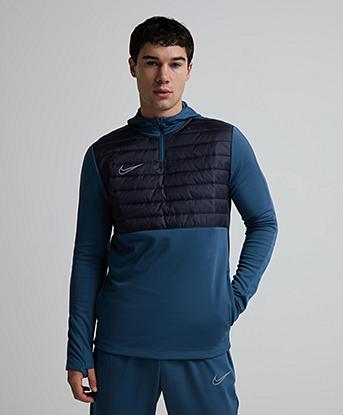 Nike Academy Winter Warrior Half Zip Hoodie in New Slate / Gridiron / Reflective Silver