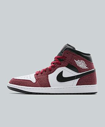 Jordan Air Jordan 1 Mid Trainer in White / Team Red Croc / Black