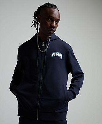 Alessandro Zavetti Melfi Zip Through Hoodie in Midnight Veil / Blue Echo / Optic White