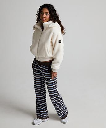 Forena Womens Pearl Borg Hooded Jacket in Vanilla Cream