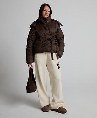 Forena Womens Slow Lane Puffer Jacket in Cocoa Ember