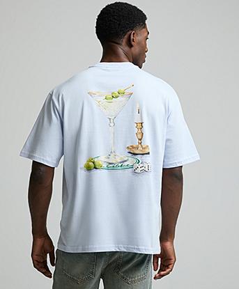 Celebre Martini Graphic T-Shirt in Thistle Fog