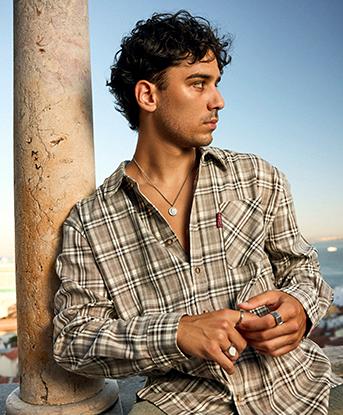 Celebre Check Long Sleeve Shirt in Ecru / Brown Check