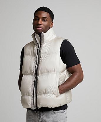 Celebre Translucent Puffer Gilet in Parchment Whisper