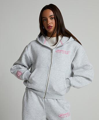 Forena Womens Reset Full Zip Hoodie in Ice Grey Marl