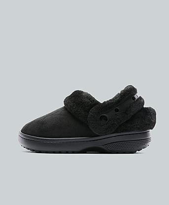 Crocs Womens Unfurgettable Vegan Suede Clog in Black