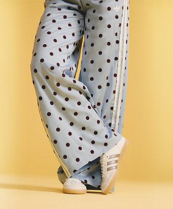 adidas Originals Womens Satin Polka Dot Pant in Clear Sky