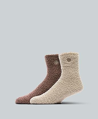 Forena Womens Mellow Fluffy Knit Sock in Cracked Pepper / Coastal Taupe