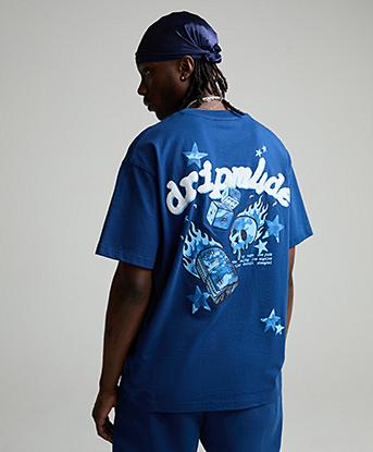 Dripmade Gamble Camo T-Shirt in Heritage Indigo / Blue Camo