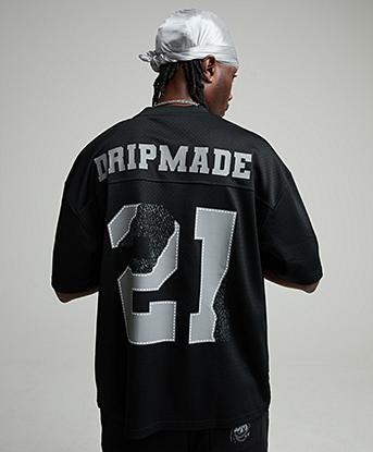 Dripmade Corrosion Mesh Jersey in Black / Forged Steel
