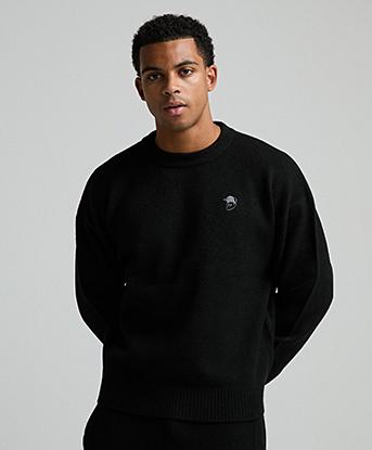 Epic Kid Logo Fluffy Knit Sweat in Black / White