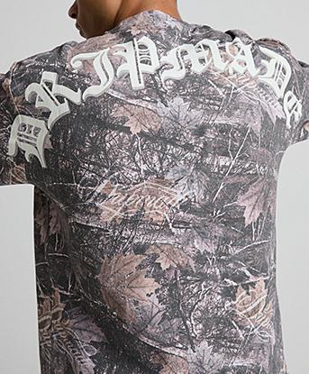 Dripmade Real Tree Script Long Waffle T-Shirt in Taupe / Real Tree Camo