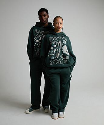 Epic Kid Last Star Overhead Hoodie in Ivy Garden / Sky Blue / Ecru