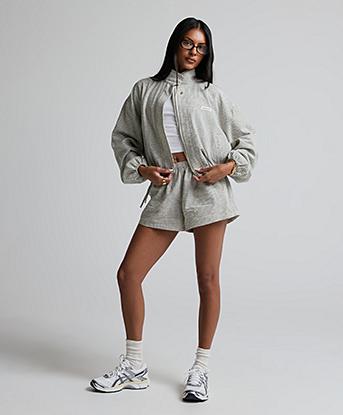 Cernucci Womens Check Twill Funnel Neck Jacket in Off White