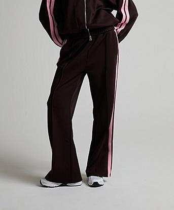 Cernucci Womens Taping Wide Leg Track Pant in Brown