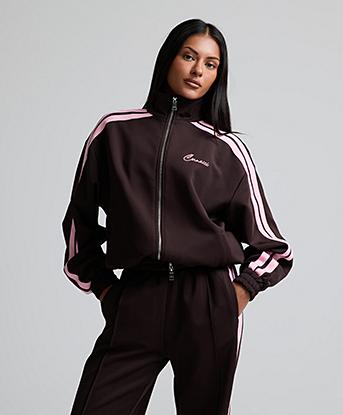 Cernucci Womens Taping Zip Through Track Jacket in Brown